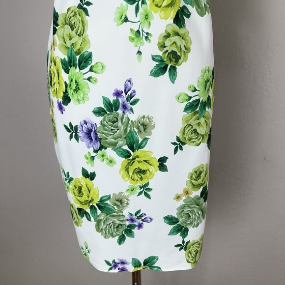 Amanda Uprichard Dress White Green Floral Size Small Fiori Mini Ruffle Sleeve - Picture 3 of 10